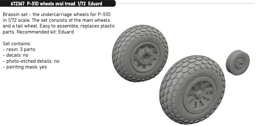 Eduard Brassin 672367 1:72 North-American P-51D Mustang wheels oval tread