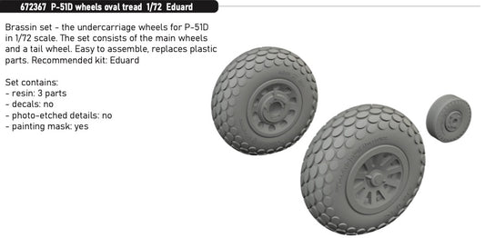 Eduard Brassin 672367 1:72 North-American P-51D Mustang wheels oval tread