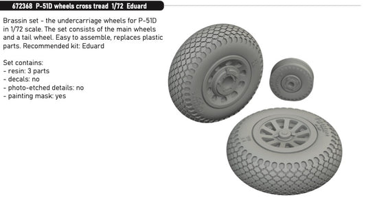 Eduard Brassin 672368 1:72 North-American P-51D Mustang wheels cross tread