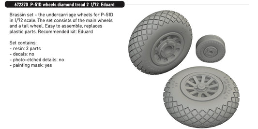 Eduard Brassin 672370 1:72 North-American P-51D Mustang wheels diamond tread 2