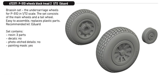 Eduard Brassin 672371 1:72 North-American P-51D Mustang wheels block tread 2