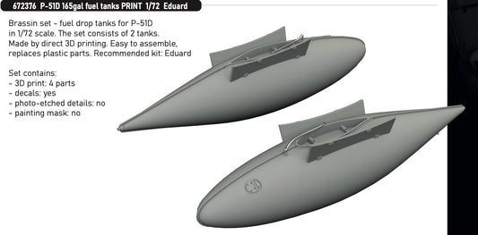 Eduard Brassin 672376 1:72 P-51D Mustang 165gal fuel tanks