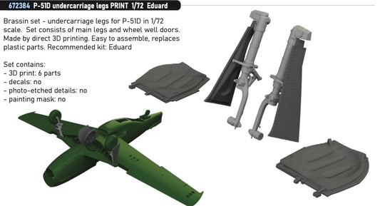 Eduard Brassin 672384 1:72 North-American P-51D Mustang undercarriage legs PRINT