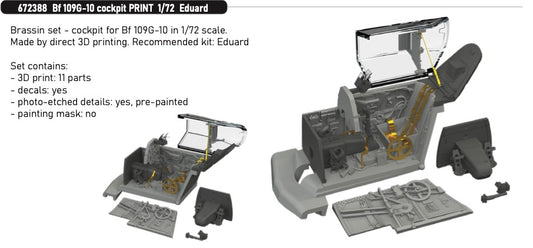 Eduard Brassin 672388 1:72 Messerschmitt Bf-109G-10 Cockpit PRINT