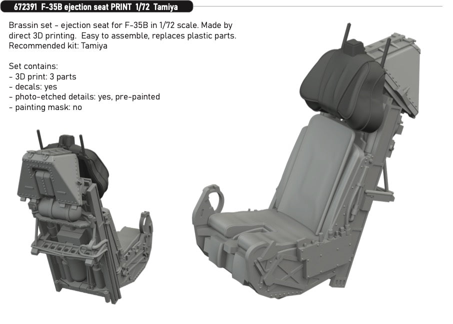 Eduard Brassin 672391 1:72 Lockheed-Martin F-35B Lightning Ejection Seat PRINT