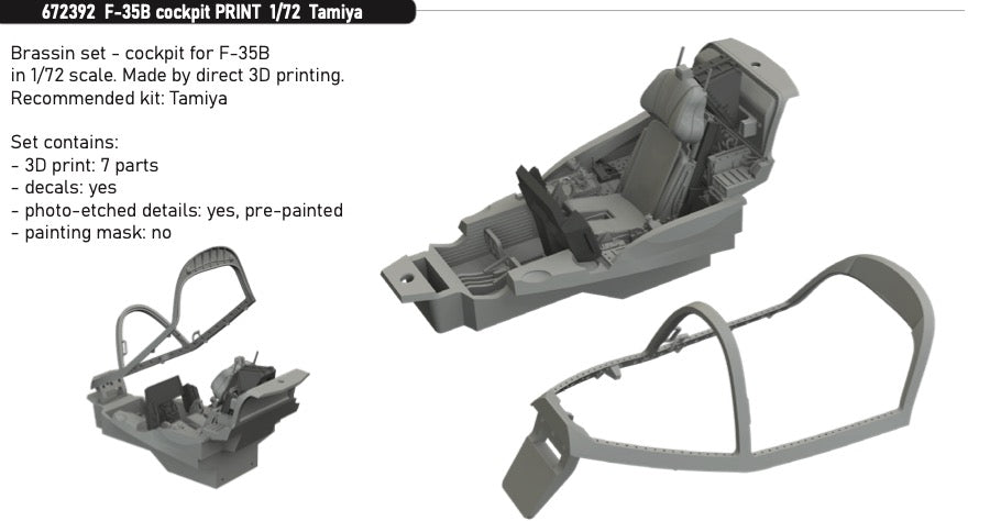 Eduard Brassin 672392 1:72 Lockheed-Martin F-35B Lightning cockpit