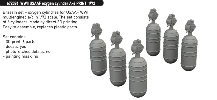 Eduard Brassin 672396 1:72 WWII USAAF oxygen cylinder A-6 (3D-Printed)