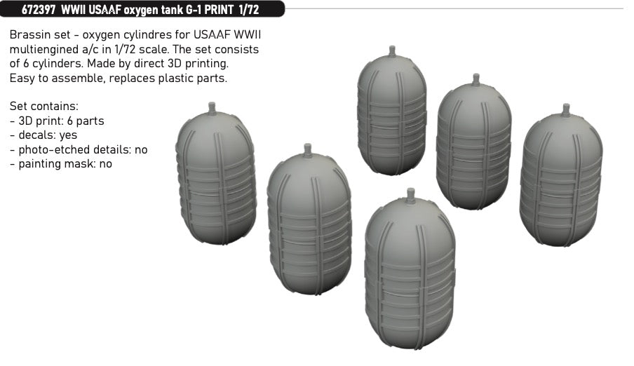 Eduard Brassin 672397 1:72 WWII USAAF oxygen tank G-1 (3D-Printed)