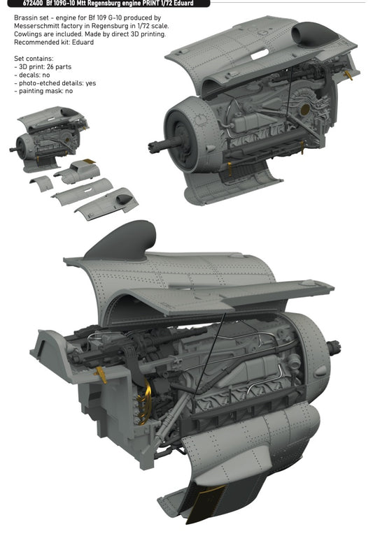 Eduard Brassin 672400 1:72 Messerschmitt Bf-109G-10 Mtt Regensburg engine