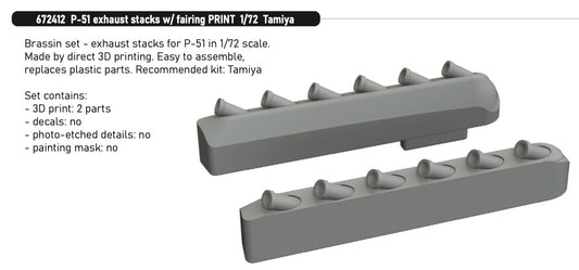 Eduard Brassin 672412 1:72 North-American P-51D Mustang exhaust stacks w/ fairing