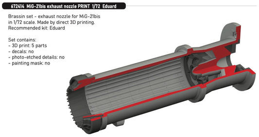 Eduard Brassin 672414 1:72 Mikoyan MiG-21bis Exhaust Nozzle 3D-Printed
