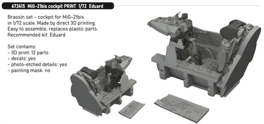 Eduard Brassin 672415 1:72 Mikoyan MiG-21bis Cockpit 3D-Printed