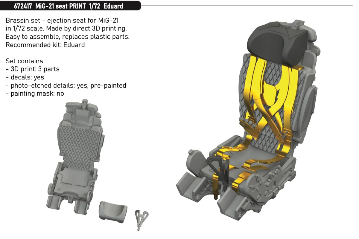 Eduard Brassin 672417 1:72 Mikoyan MiG-21 Seat 3D-Printed