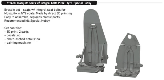 Eduard Brassin 672428 1:72 de Havilland Mosquito seats w/ integral belts