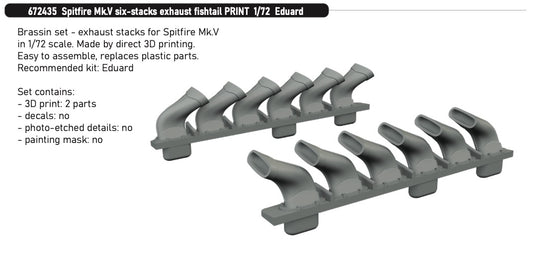 Eduard Brassin 672435 1:72 Supermarine Spitfire Mk.V six-stacks exhaust fishtail
