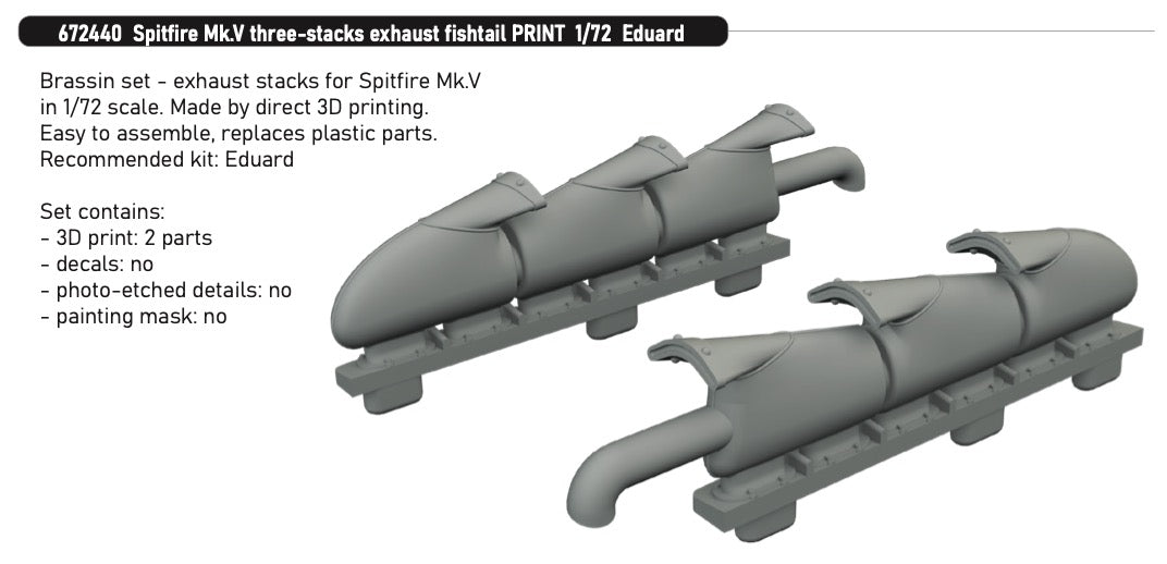 Eduard Brassin 672440 1:72 Supermarine Spitfire Mk.V three-stacks exhaust fishtail