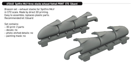 Eduard Brassin 672440 1:72 Supermarine Spitfire Mk.V three-stacks exhaust fishtail