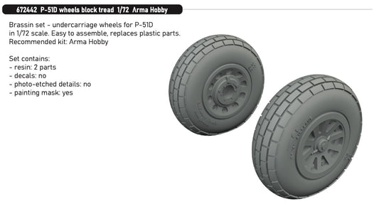 Eduard Brassin 672442 1:72 North-American P-51D Mustang wheels block tread