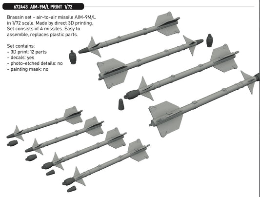 Eduard Brassin 672443 1:72 AIM-9M/L PRINT