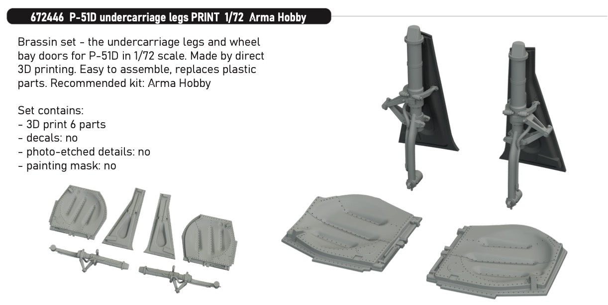 Eduard Brassin 672446 1:72 North-American P-51D Mustang undercarriage legs