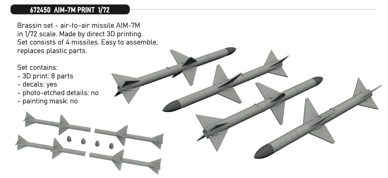Eduard Brassin 672450 1:72 AIM-7M (3D-Printed) 1/72 Brassin set - air-to-air missile