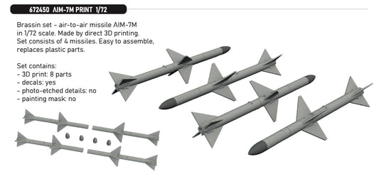 Eduard Brassin 672450 1:72 AIM-7M (3D-Printed) 1/72 Brassin set - air-to-air missile