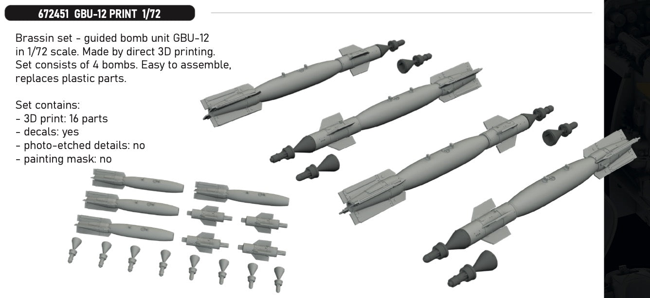 Eduard Brassin 672451 1:72 GBU-12 (3D-Printed) Brassin set