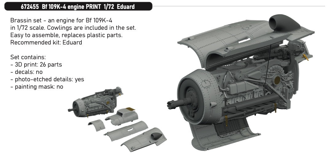 Eduard Brassin 672455 1:72 Messerschmitt Bf-109K-4 Engine PRINT