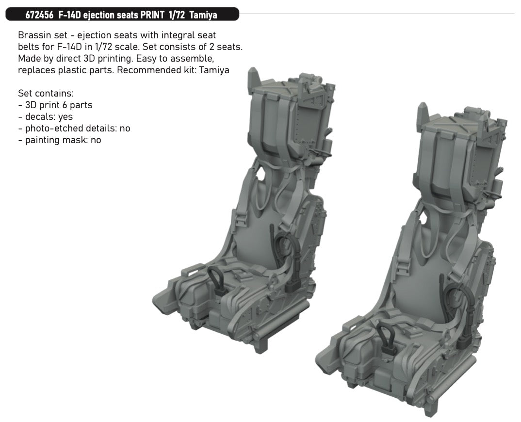 Eduard Brassin 672456 1:72 Grumman F-14D Tomcat Ejection Seats PRINT