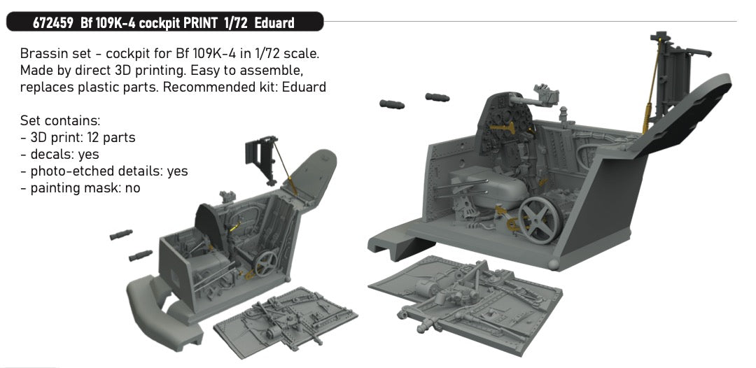 Eduard Brassin 672459 1:72 Messerschmitt Bf-109K-4 Cockpit PRINT