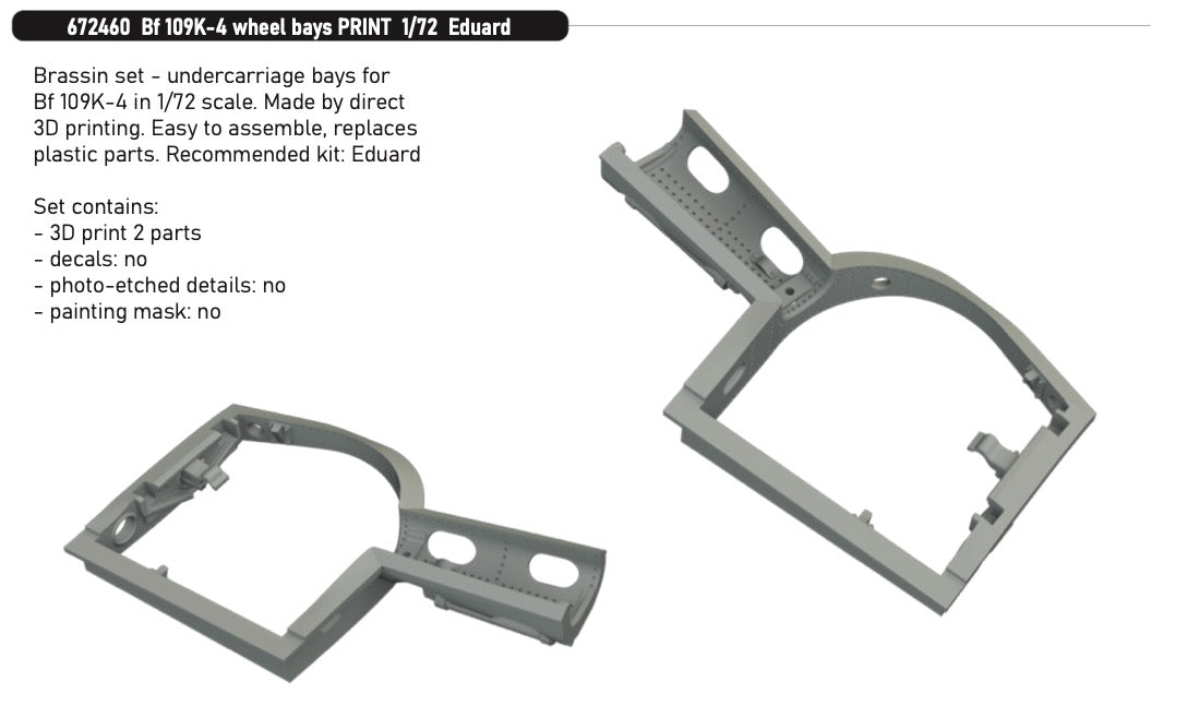 Eduard Brassin 672460 1:72 Messerschmitt Bf-109K-4 Wheel Bays PRINT