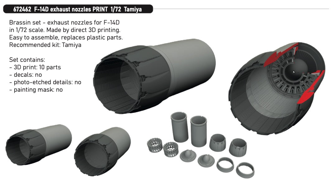 Eduard Brassin 672462 1:72 Grumman F-14D Tomcat Exhaust Nozzles PRINT