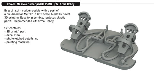 Eduard Brassin 672463 1:72 Messerschmit Me-262A-1 Rudder Pedals PRINT