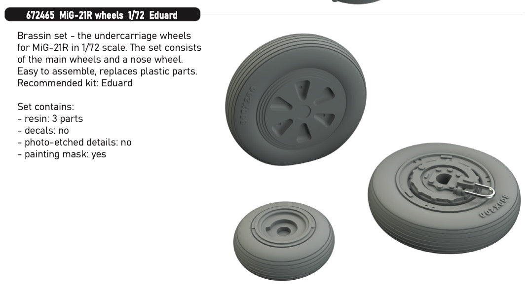 Eduard Brassin 672465 1:72 Mikoyan MiG-21R Wheels