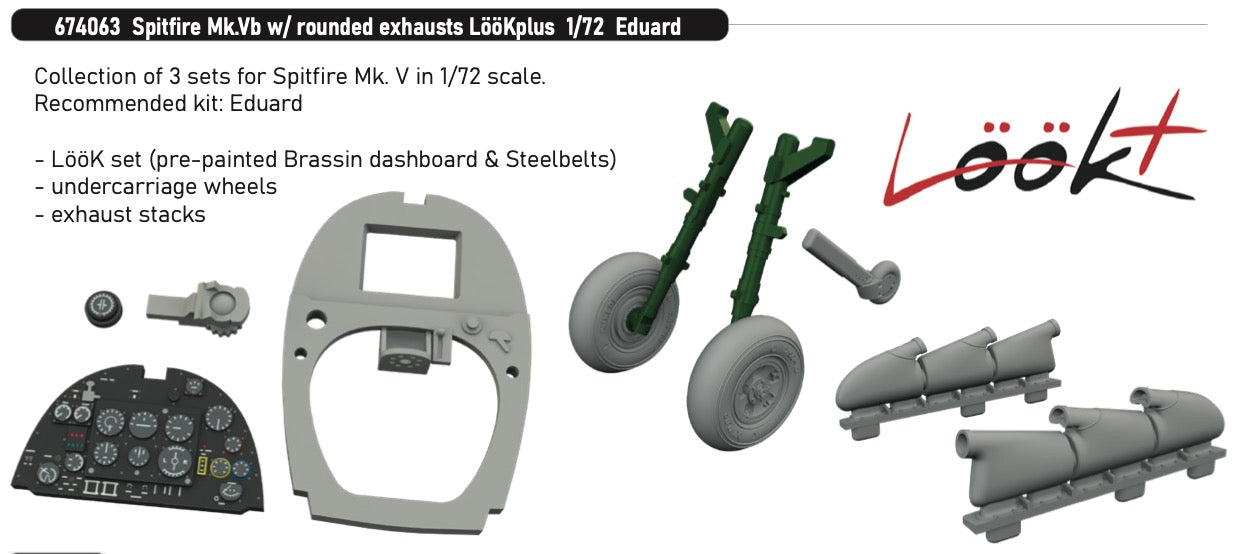 Eduard Brassin 674063 1:72 Supermarine Spitfire Mk.Vb with rounded exhausts LööKplus