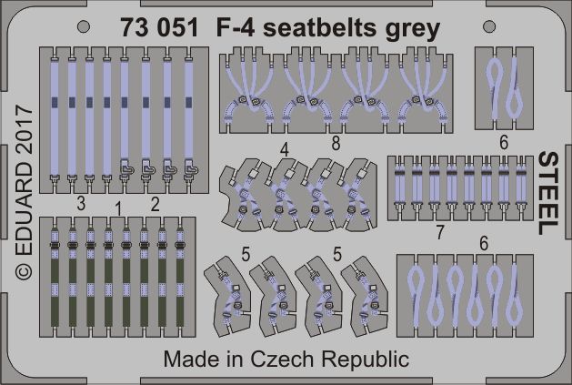 Eduard 73051 1:72 McDonnell F-4 Phantom seatbelts grey STEEL