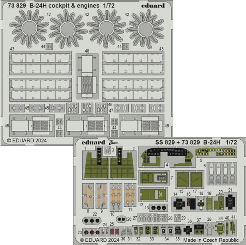 Eduard 73829 1:72 Consolidated B-24H Liberator cockpit & engines