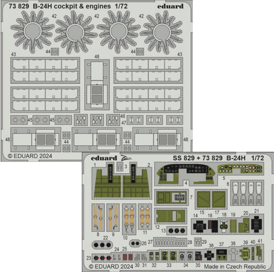 Eduard 73829 1:72 Consolidated B-24H Liberator cockpit & engines