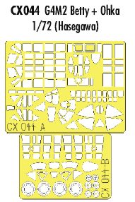 Eduard CX044 1:72 Mitsubishi G4M2 'Betty' + Ohka canopy frame and wheels etc