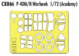 Eduard CX066 1:72 Curtiss P-40M/P-40N Warhawk canopy frame and wheels etc