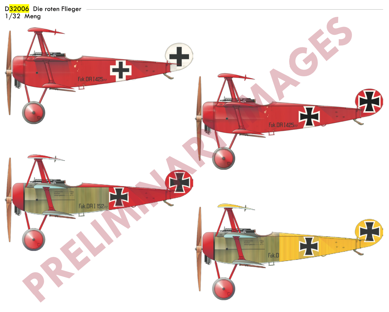 Eduard D32006 1:32 Die roten Flieger Fokker Dr.I Triplane