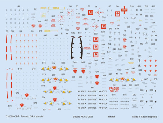 Eduard D32009 1:32 Panavia Tornado GR.4 stencils for Italeri and Revell