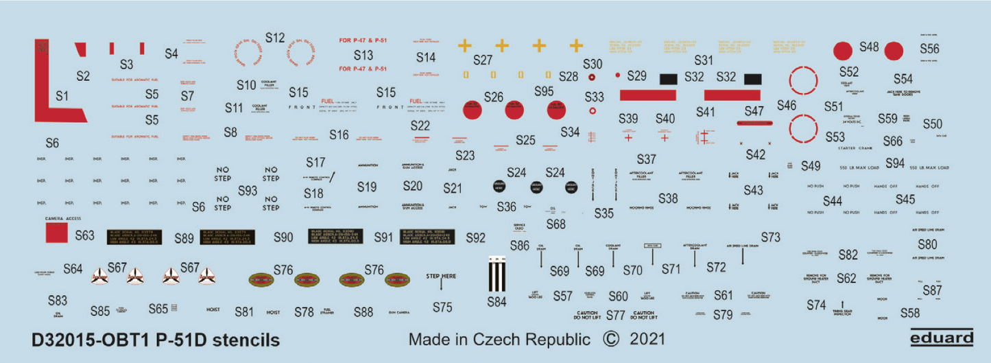 Eduard D32015 1:32 North-American P-51D Mustang stencils