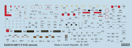 Eduard D32015 1:32 North-American P-51D Mustang stencils