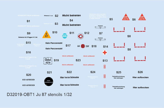 Eduard D32019 1:32 Junkers Ju-87 'Stuka' stencils