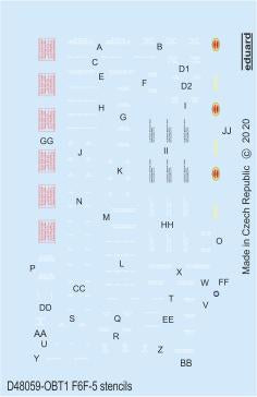 Eduard D48059 1:48 Grumman F6F-5 Hellcat stencils