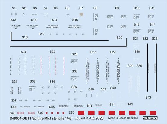 Eduard D48064 1:48 Supermarine Spitfire Mk.I stencils