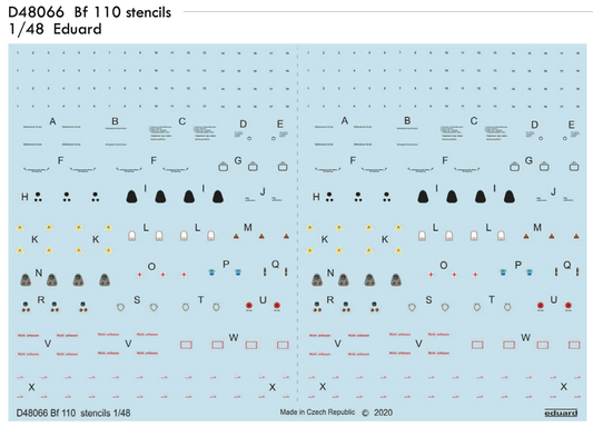 Eduard D48066 1:48 Messerschmitt Bf-110 stencils