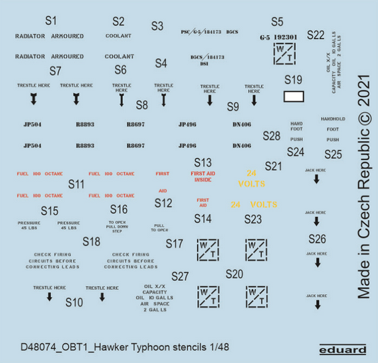 Eduard D48074 1:48 Hawker Typhoon Mk.IB stencils for Hasegawa