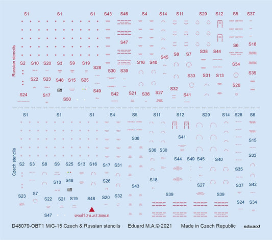 Eduard D48079 1:48 Mikoyan MiG-15 Czech & Russian stencils